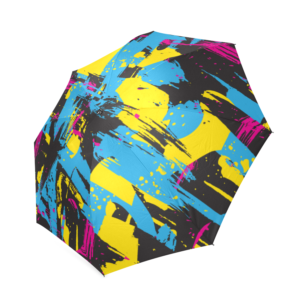 Colorful paint stokes on a black background Foldable Umbrella (Model U01)