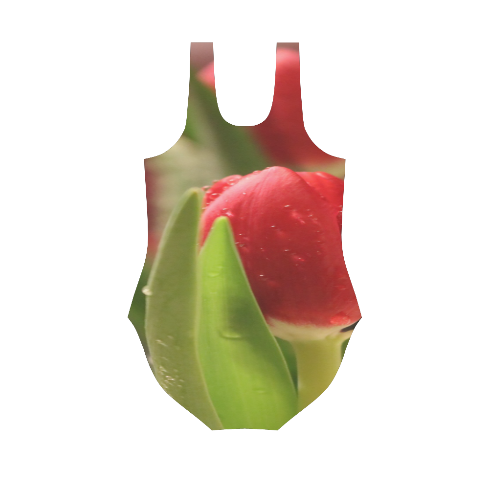 Love Red Tulip 1 Vest One Piece Swimsuit (Model S04)