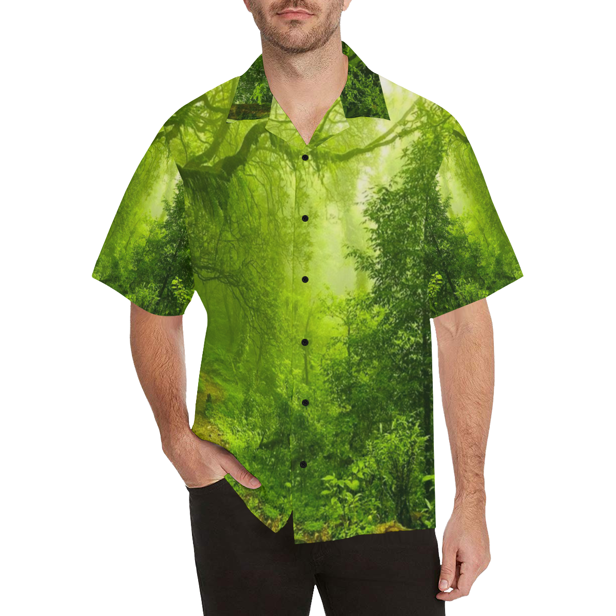 Awesome Jungle Graphic Hawaiian Shirt (Model T58)