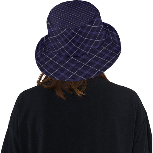 royal blue plaid tartan All Over Print Bucket Hat