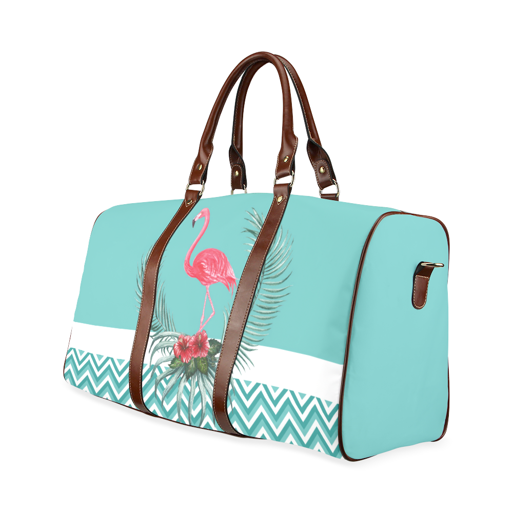 Retro Flamingo Chevron Waterproof Travel Bag/Small (Model 1639)