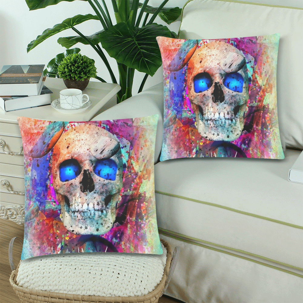 My Skull Popart by Nico Bielow Custom Zippered Pillow Cases 18"x 18" (Twin Sides) (Set of 2)
