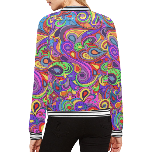 Psychedelic Hippy Doodle by ArtformDesigns All Over Print Bomber Jacket for Women (Model H21)