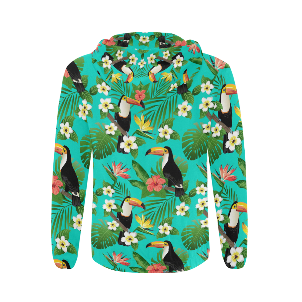 Tropical Summer Toucan Pattern All Over Print Full Zip Hoodie for Men (Model H14)