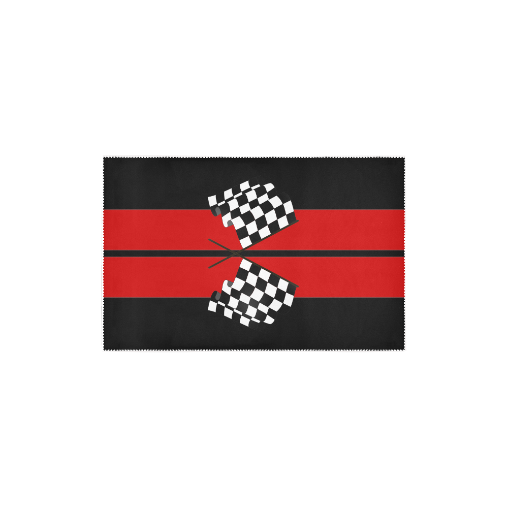 Checkered Flags, Race Car Stripe Black and Red Area Rug 2'7"x 1'8‘’