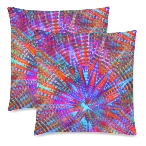 Tie Dye Sun Rises Custom Zippered Pillow Cases 18"x 18" (Twin Sides) (Set of 2)