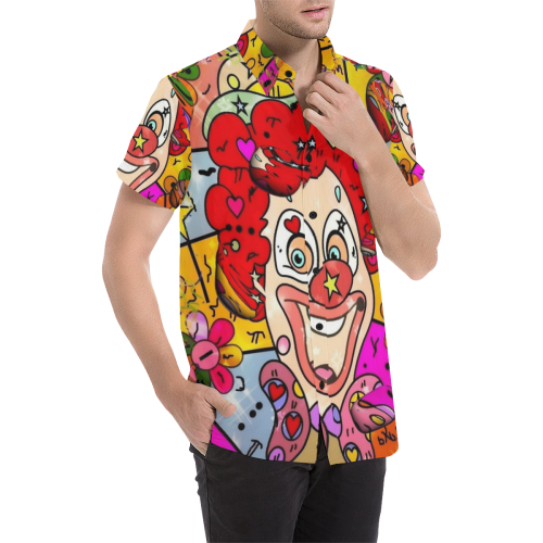 Clown Popart by Nico Bielow Men's All Over Print Short Sleeve Shirt (Model T53)