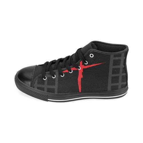 Kids High-Top Sneakers Red High Top Canvas Shoes for Kid (Model 017)
