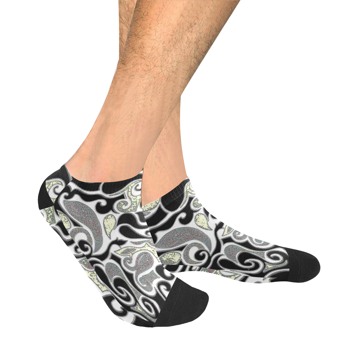 retro abstract swirl doodle Men's Ankle Socks