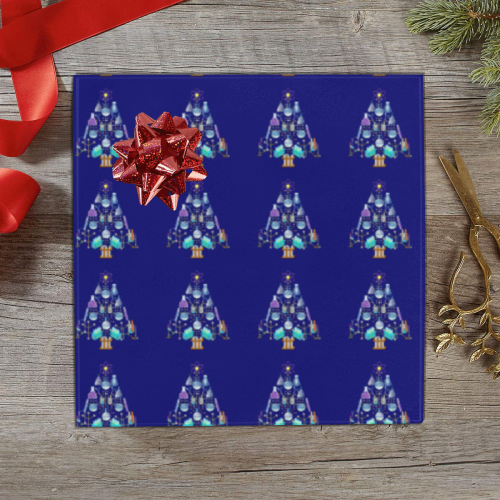 Oh Chemist Tree, Oh Chemistry, Science Christmas on Blue Gift Wrapping Paper 58"x 23" (5 Rolls)