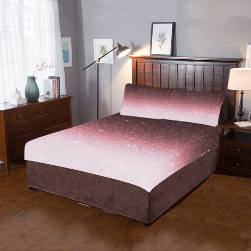 rose gold Glitter gradient 3-Piece Bedding Set