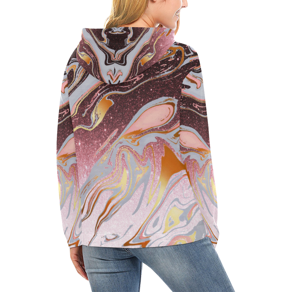 Rose gold glitter marble All Over Print Hoodie for Women (USA Size) (Model H13)