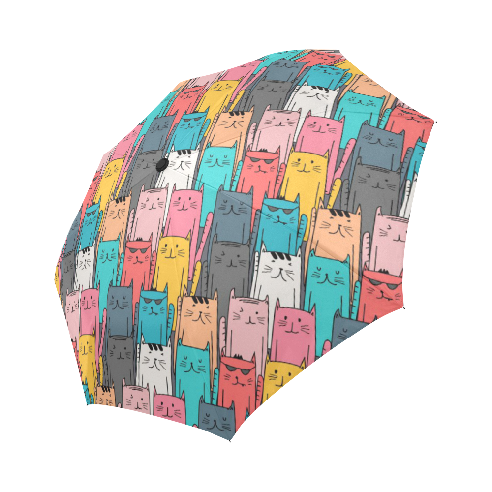 Cartoon Cat Pattern Auto-Foldable Umbrella (Model U04)