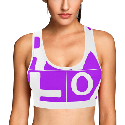 NUMBERS Collection Symbols White/Purple Women's All Over Print Sports Bra (Model T52)