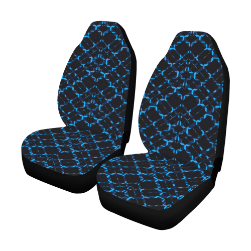 Diagonal Blue & Black Plaid  modern style Car Seat Covers (Set of 2)