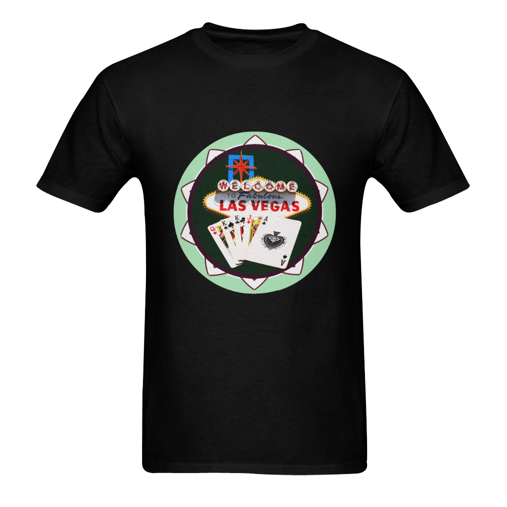 LasVegasIcons Poker Chip - Poker Hand on Black Men's T-shirt in USA Size (Front Printing Only) (Model T02)