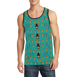 Happy rabbits in the green free grass Men's All Over Print Tank Top (Model T57)