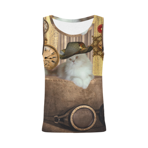 Funny steampunk cat All Over Print Tank Top for Women (Model T43)