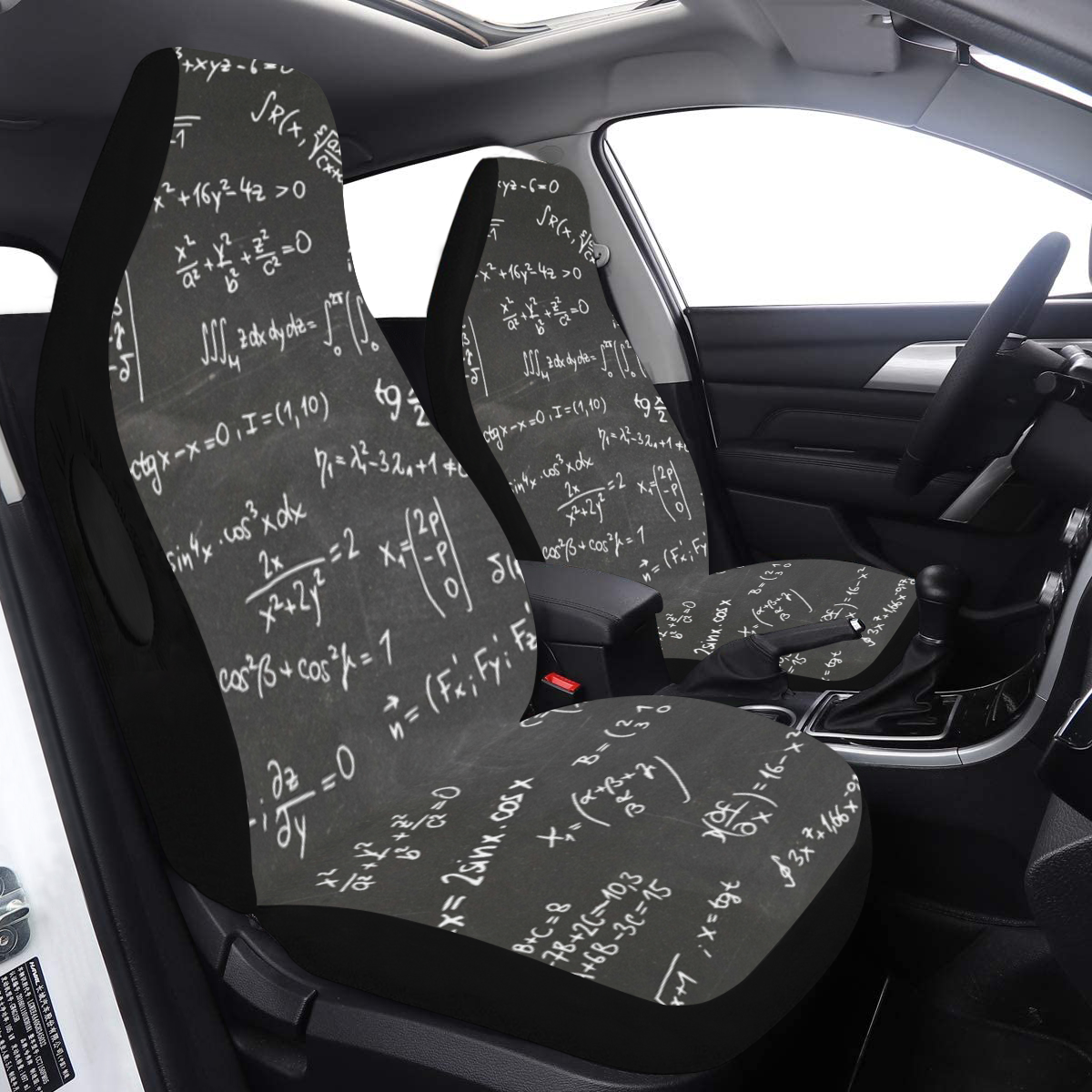 Mathematics Formulas Equations Numbers Car Seat Cover Airbag Compatible (Set of 2)