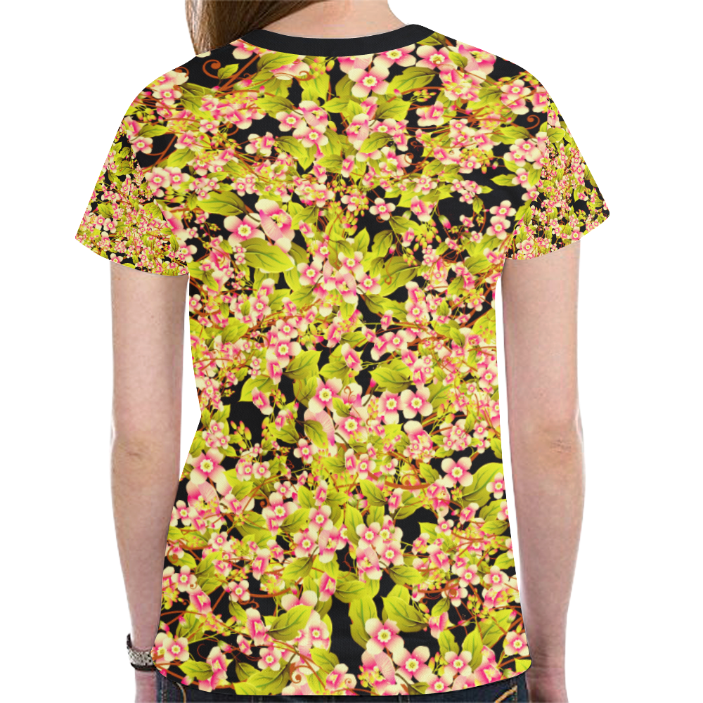Flower Pattern New All Over Print T-shirt for Women (Model T45)