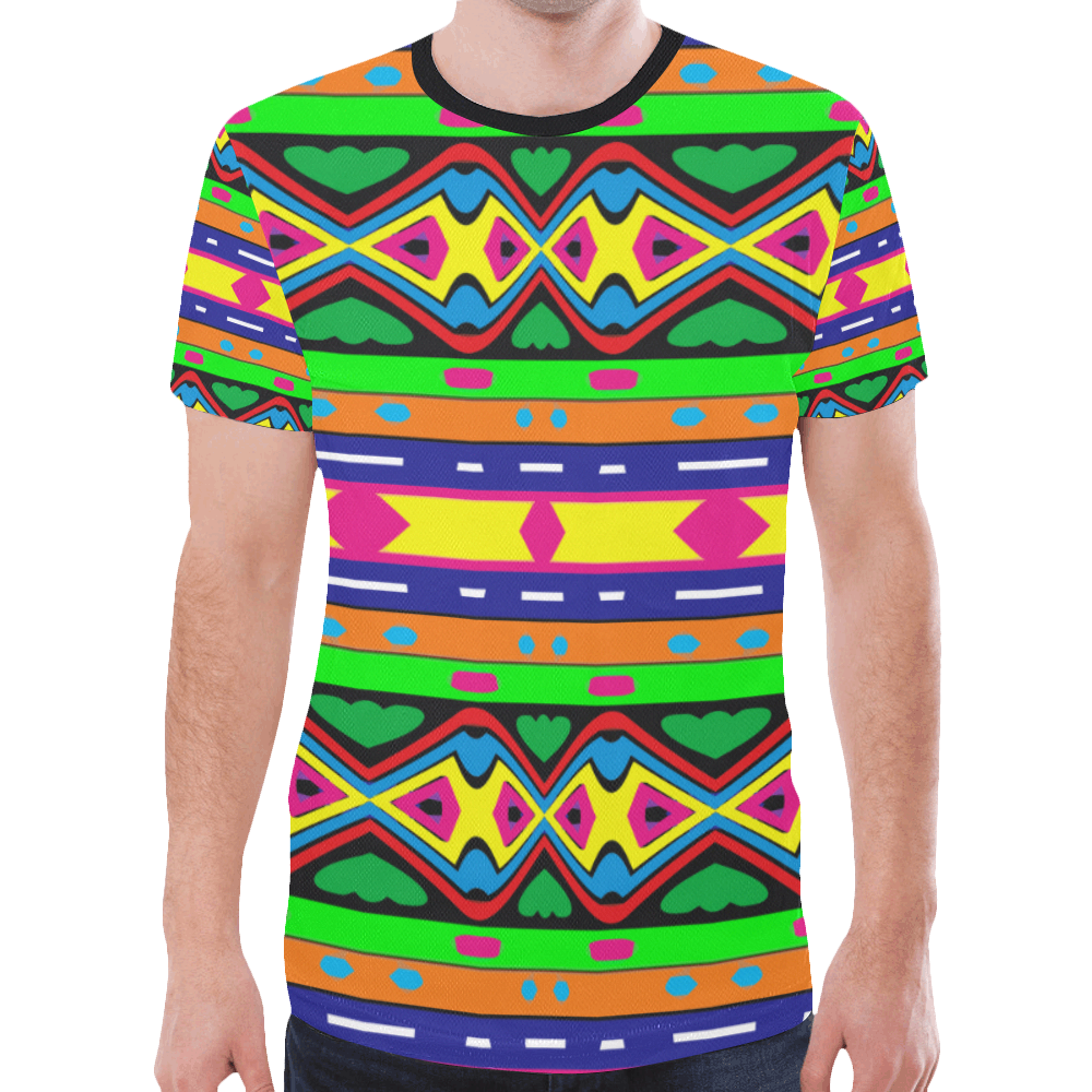 Distorted colorful shapes and stripes New All Over Print T-shirt for Men (Model T45)