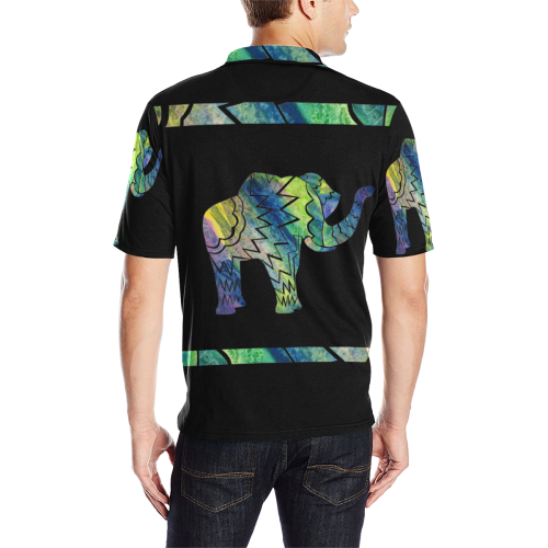 Patchwork Elephant Men's Polo Men's All Over Print Polo Shirt (Model T55)