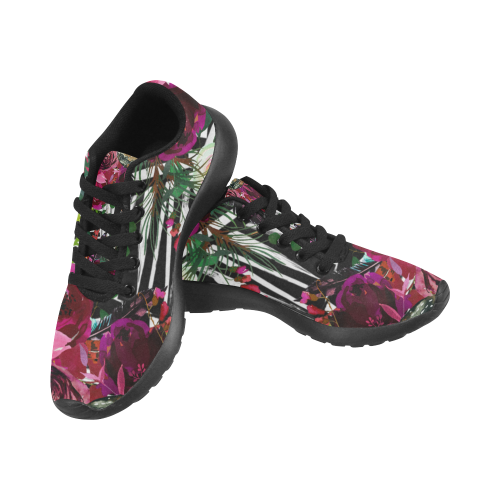 Floral On Zebra Women's Running Shoes/Large Size (Model 020)