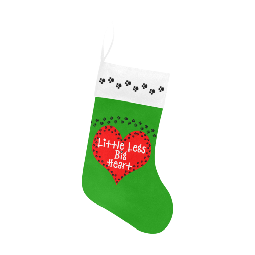 Little Legs Big Heart Paw Prints Green Pet Christmas Stocking