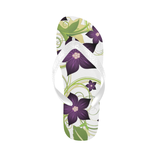 Purple Floral Garden Flip Flops for Men/Women (Model 040)