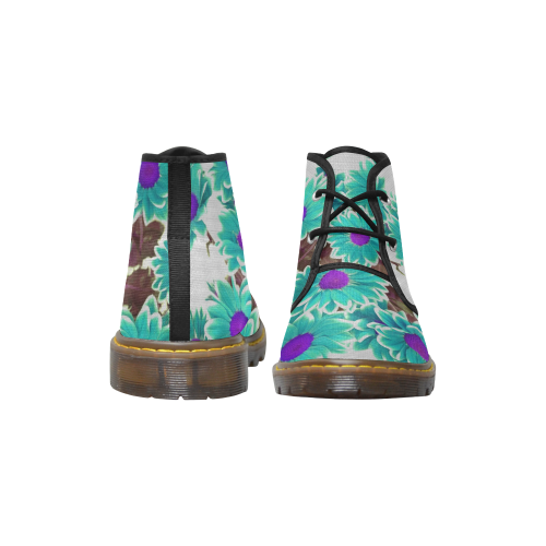 FLORAL DESIGN 25 Men's Canvas Mid-Top Boots (Model 2402-1)