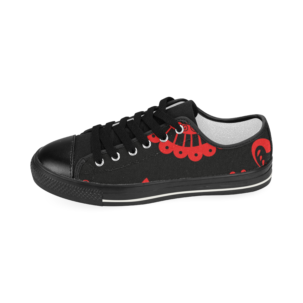 rojo y negro Women's Classic Canvas Shoes (Model 018)