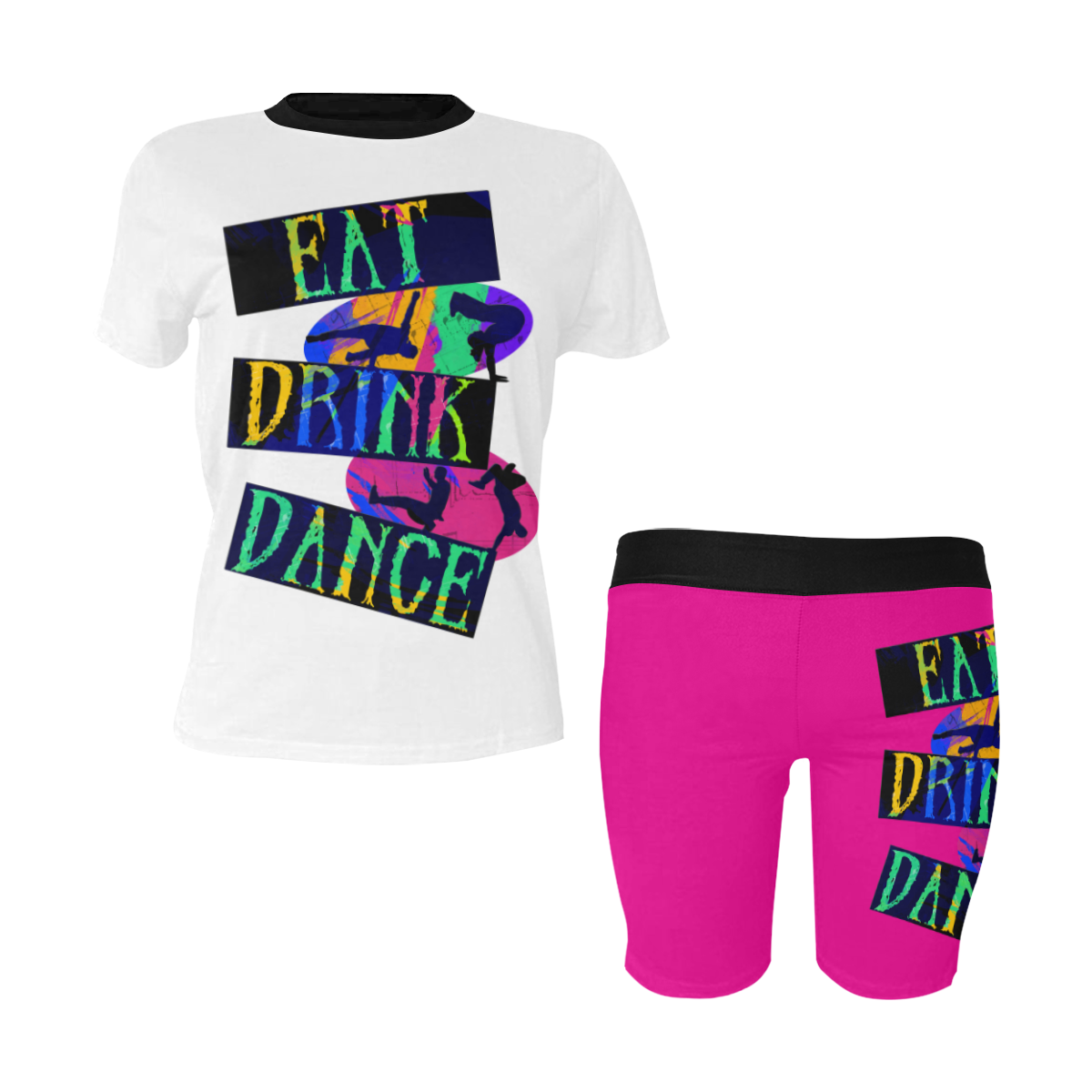 Break Dancing Colorful / White / Pink Women's Short Yoga Set