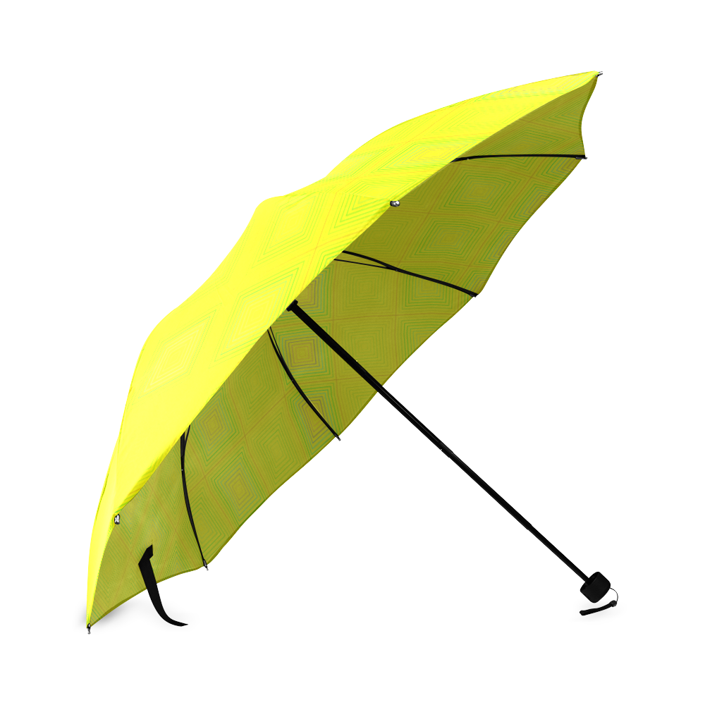 Yellow multicolored multiple squares Foldable Umbrella (Model U01)