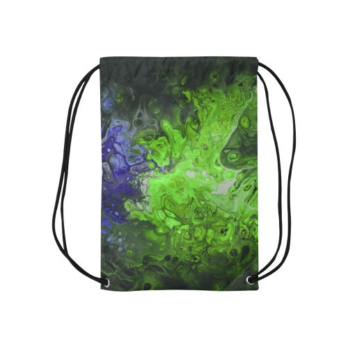 Fantasy Swirl Green Blue Small Drawstring Bag Model 1604 (Twin Sides) 11"(W) * 17.7"(H)