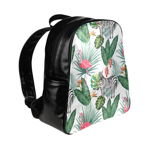 Awesome Flamingo And Zebra Multi-Pockets Backpack (Model 1636)