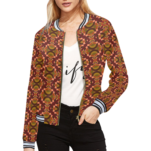 brown pattern All Over Print Bomber Jacket for Women (Model H21)