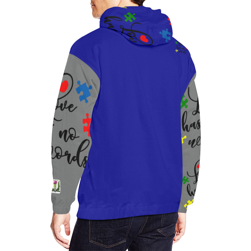 Fairlings Delight's Autism- Love has no words Men's Hoodie 53086Hh All Over Print Hoodie for Men (USA Size) (Model H13)