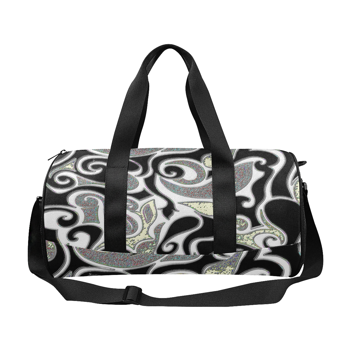 retro swirl in black and white Duffle Bag (Model 1679)