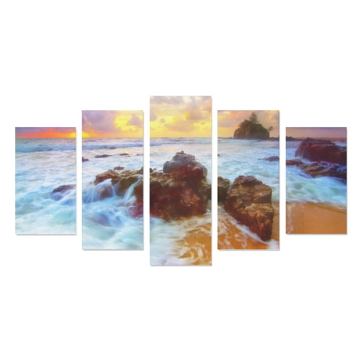 waves on rocks Canvas Print Sets A (No Frame)