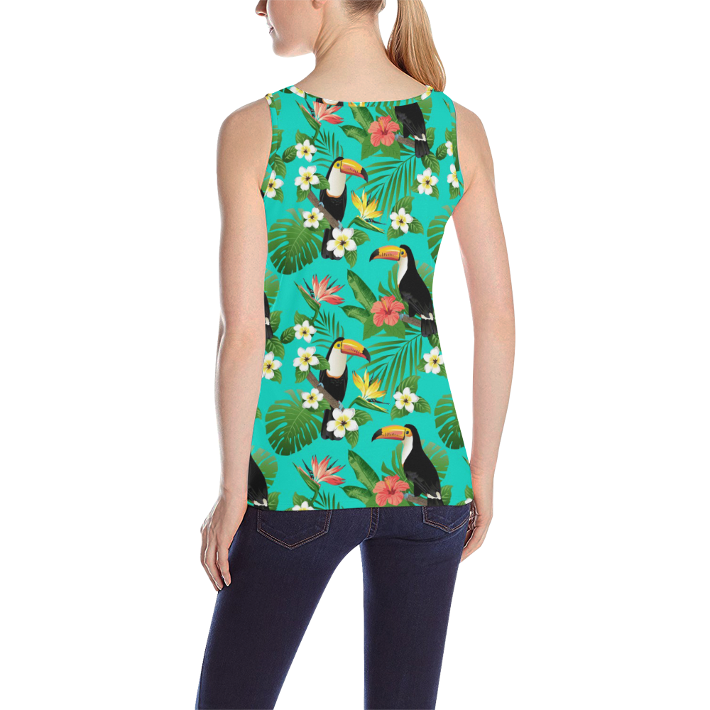 Tropical Summer Toucan Pattern All Over Print Tank Top for Women (Model T43)