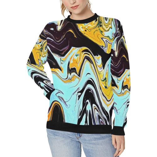 oil_d Women's Rib Cuff Crew Neck Sweatshirt (Model H34)