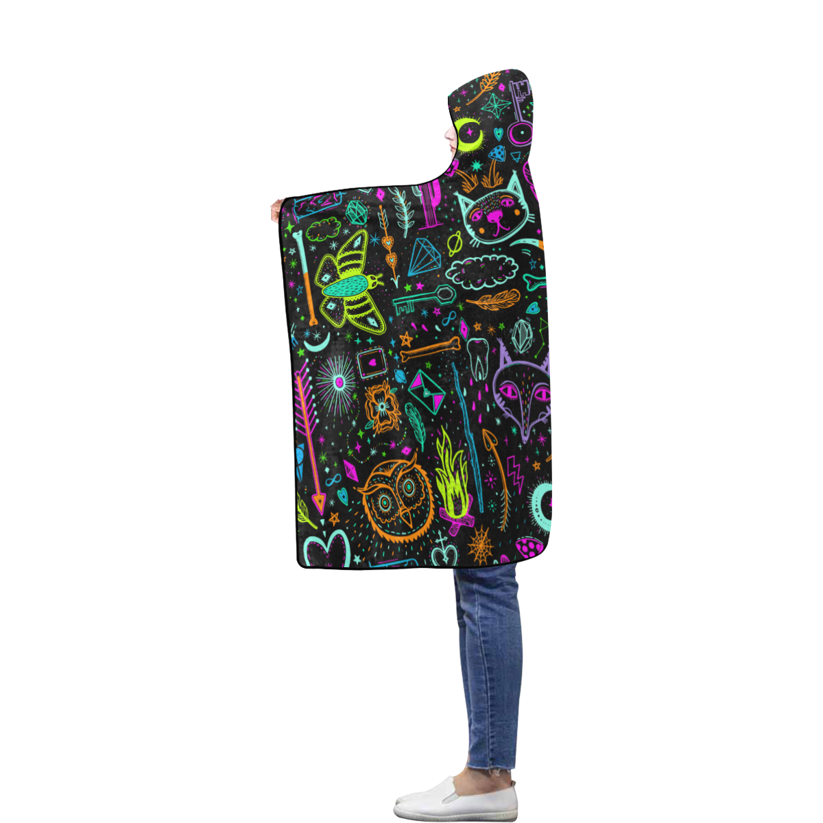 Funny Nature Of Life Sketchnotes Pattern 3 Flannel Hooded Blanket 40''x50''