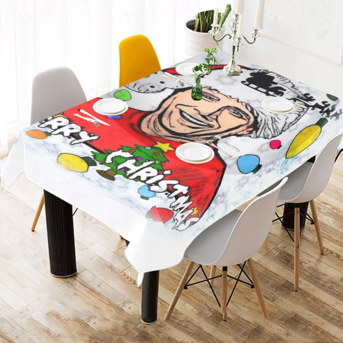 Best Christmas Popart by Nico Bielow Cotton Linen Tablecloth 60"x 84"