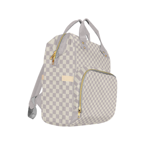 Gray and Cream Multi-Function Diaper Backpack/Diaper Bag (Model 1688)