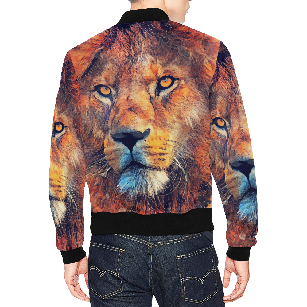 lion art #lion #animals #cat All Over Print Bomber Jacket for Men/Large Size (Model H19)