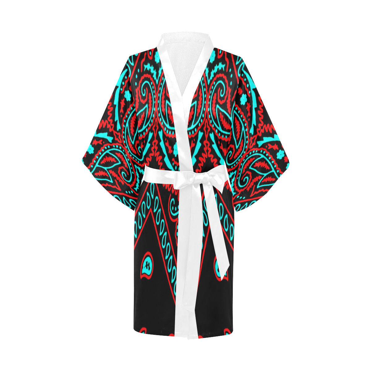 blue and red bandana version 3 Kimono Robe