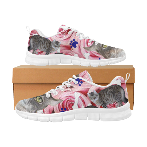 American-Curl-Cat-Pink Women's Breathable Running Shoes (Model 055)