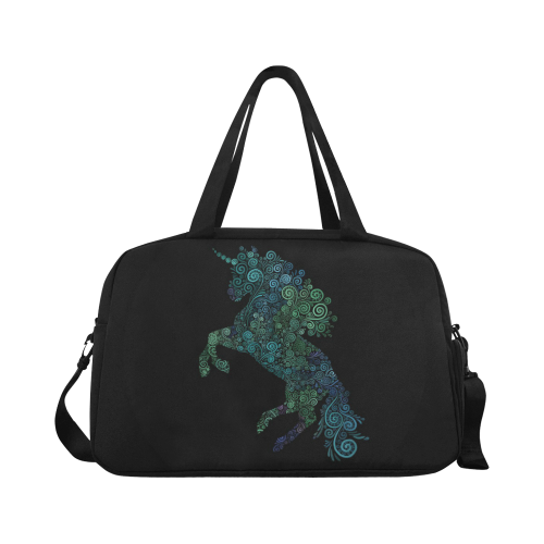 3D Psychedelic Unicorn blue and green Fitness Handbag (Model 1671)