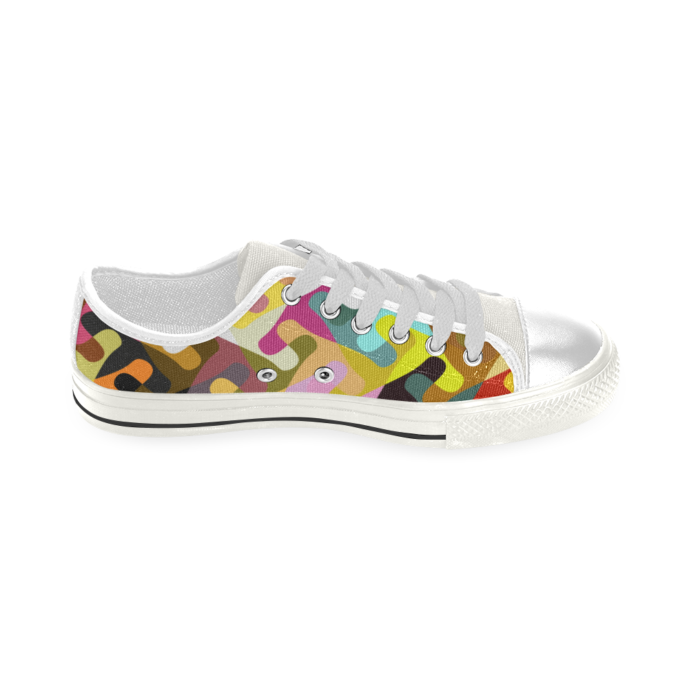 Colorful shapes Low Top Canvas Shoes for Kid (Model 018)