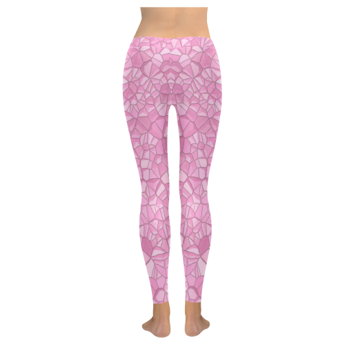 Pink Crystals Women's Low Rise Leggings (Invisible Stitch) (Model L05)